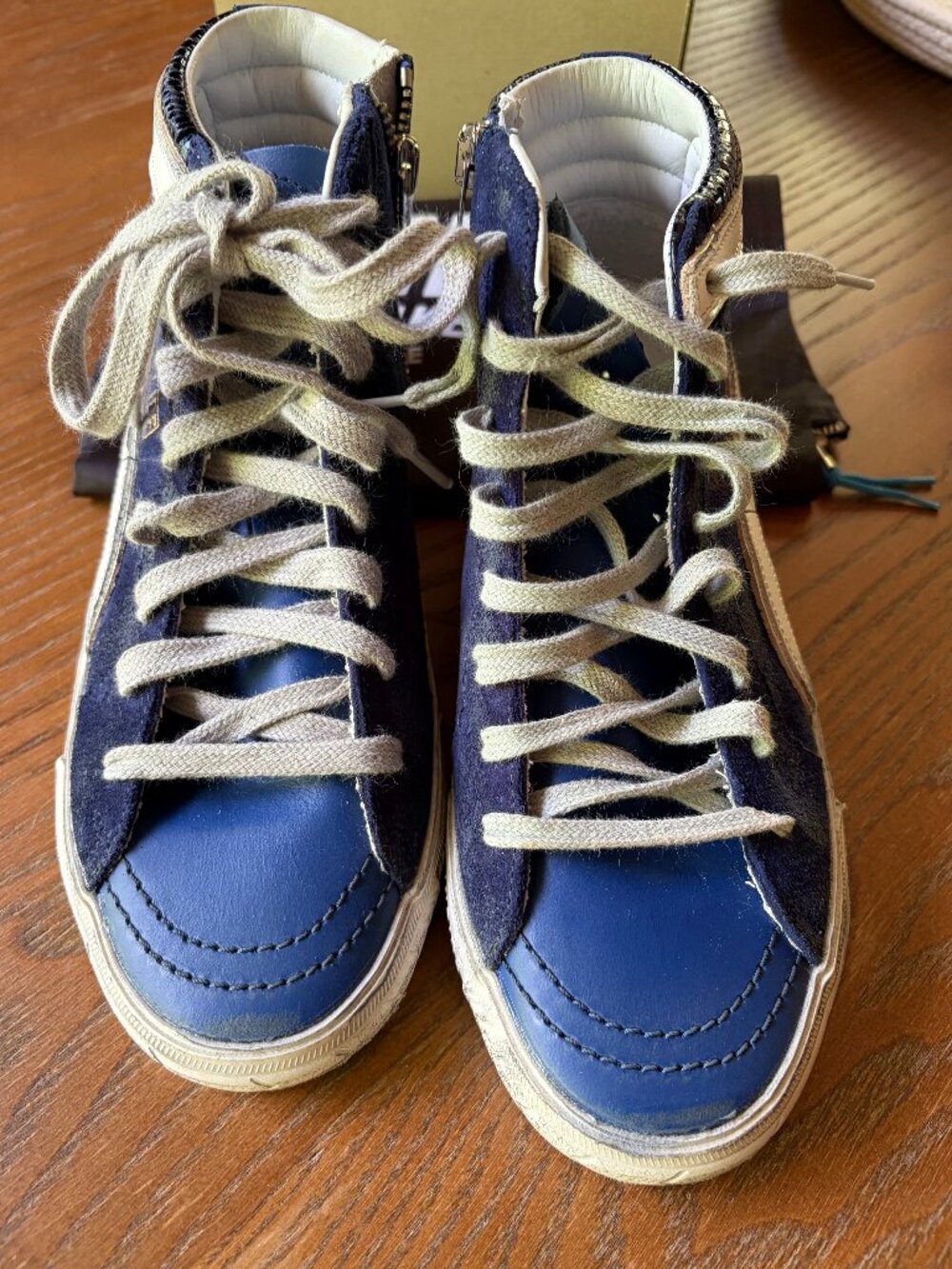 Auth NIB Golden Goose Slide High Top Navy Yellow Star Size 36